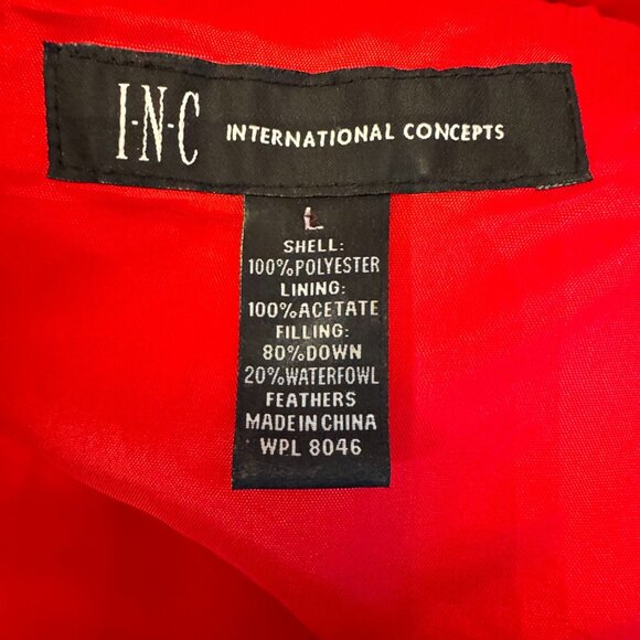 INC International Concepts Down Puffer Vest Womens L Red Full Zip‎ Snap FLAW - Picture 3 of 9